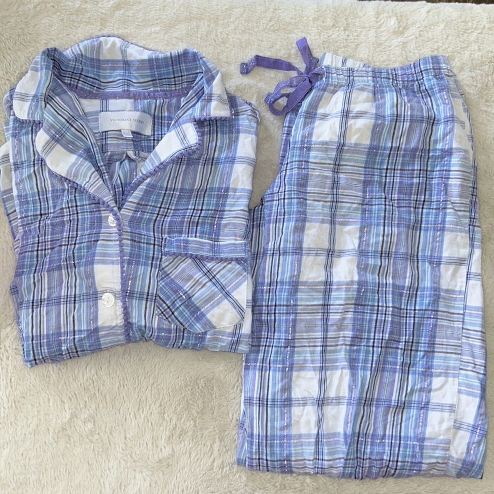 Small Victoria’s Secret 100% cotton plaid pajama sleep set